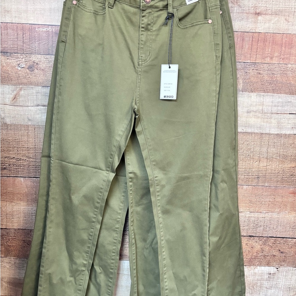 Olive Green Wide-Leg Pants